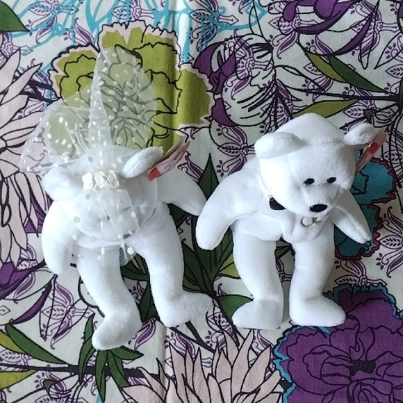Ty "Mr and Mrs" Teddy Bear Beanie Baby Bundle - Picture 3 of 12